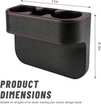 Car Seat Gap Filler Organizer, PU Leather Auto Front Seat Organizer Console Side Filler w/Cup Holder, Multifunctional Bottle Phone Holder Crevice Fillers for Most Car (Black)