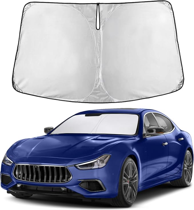 Windshield Sunshade Compatible for Maserati Ghibli 2014-2022 2023 2024, Sun Visor for Front Windshield & Window Sun Shade Cover, UV Heat Blocker & Protector, Car Accessories