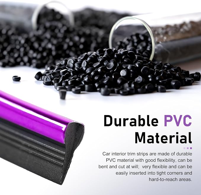 Car Interior Moulding Trim Strip, 33Ft/10M Car Flexible Electroplating Decoration Styling Door Dashboard, DIY Pinstriping Filler Insert Strip, with Installing Tool, Interior Accessory(Purple)