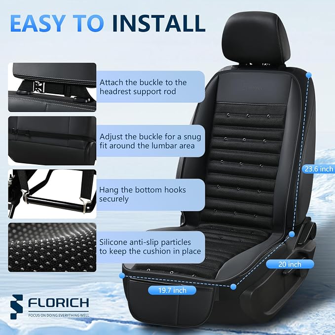Cooling Car Seat Cover Ventilated Seat Cushion with 2 Powerful Turbo Fans 3-Speed Adjustable 12V-24V Cooling Car Seat Pad for Summer Driving Universal Fit for Car SUV Truck Van