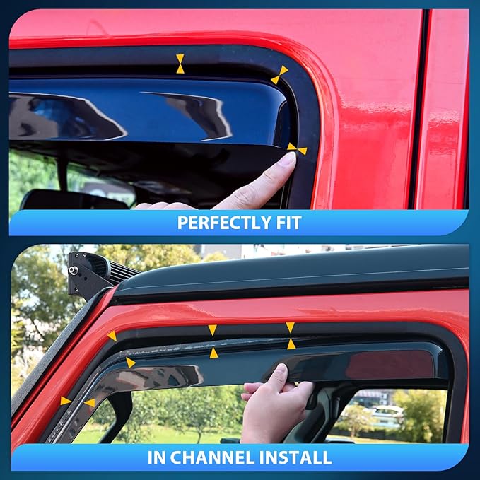 in-Channel Rain Guards for Chevy Silverado/GMC Sierra 2500HD 3500HD Crew Cab 2020–2026, Window Deflectors Wind Deflectors Vent Visors, Keep Rain Out & Reduce Wind Noise, 4PCS