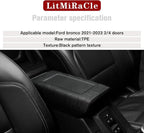 Center Console Armrest Cover Applicable to Ford Bronco 2021 2022 2023 2/4 Doors, Waterproof Car Interior Accessories Arm Rest Pad Cover Protector, Black