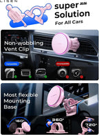 15W MagSafe Car Mount Charger,[Light Pink] Magnetic Wireless Car Charger, Dashboard & Air Vent Car Phone Mounts, Car Phone Holder for iPhone 17-12, Samsung, Pixel, Cute Car Accessories for Women | [Light Pink & Purple LED light] Magsafe Car Mount...