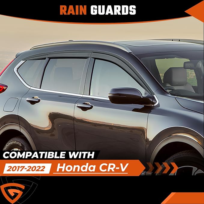 Rain Guards Compatible with Honda CR-V 2017 2018 2019 2020 2021 2022, Tape-on Durable Side Window Sun Wind Deflectors, 2017-2022 CRV Rain Guard Black 6 PCS