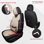 Black Beige Car Seat Covers Full Set - Faux Nappa Leather Seat Covers for Cars, Luxury Breathable Waterproof Front Seats with Lumbar Support and Back Seat Cover, Fit for Sedans SUVs Pick-ups