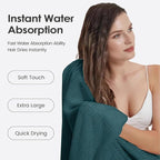 Microfier Bath Towels Set of 2, Large Microfier Body Towel for Adult, 30" x 60", Oversized, Soft, Super Absorbent, Fast Drying, Use for Sauna,Gym,Sport, Fitness, Yoga, Diamond Cross Grid Teal