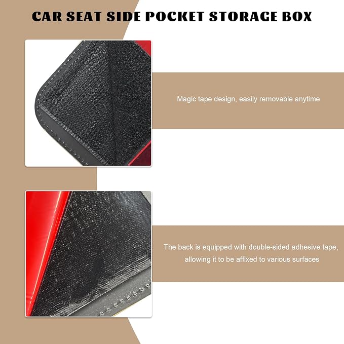 Car Seat Side Pocket Organizer, Multifunctional Auto Console Door Window Side Pocket Seats Storage Pouch, Leather Seat Gap Filler Organizer Pen Phone Holder for Most Vehicles (Black)