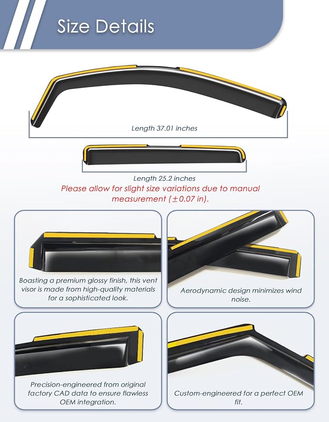 in-Channel Window Rain Guard for Chevy Colorado/GMC Canyon 2023 2024 2025 2026 Crew Cab Rain Guards Side truck Window Visors low profile Vent Visor Window Deflectors Vent Shades Car Accessories