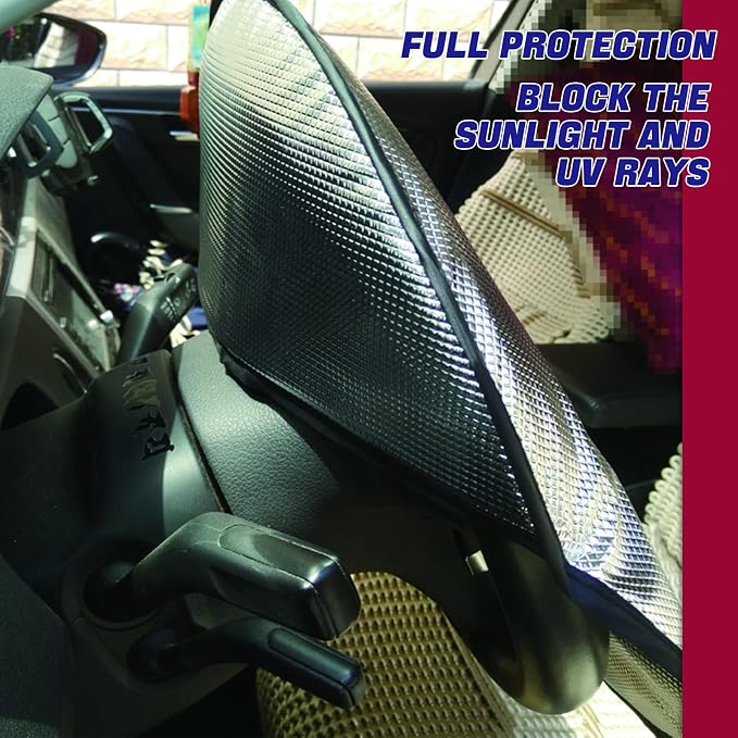Steering Wheel Cover Sun Shade,Upgraded 3-Layer Foil Cooling Steering Wheel Sun Cover for Heat Protection Fit Most Car SUV Van 17.7" Reflector Protector