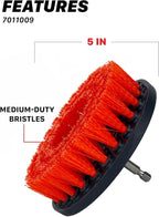 5" Universal M8 Medium-Duty Drill Brush for Upholstery & Carpet – Power Scrubber Attachment for Car Detailing, Fabric & Home Cleaning – Deep Cleaner Removes Stains & Grime