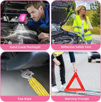 Roadside Emergency Car Kit for Vehicles, Pink Car First Aid Kit Emergency Kit with Jumper Cables, Car Safety Kits, Tow Strap, Tool Kit, Road Trip Assistance for Men, Women, New Driver Gifts