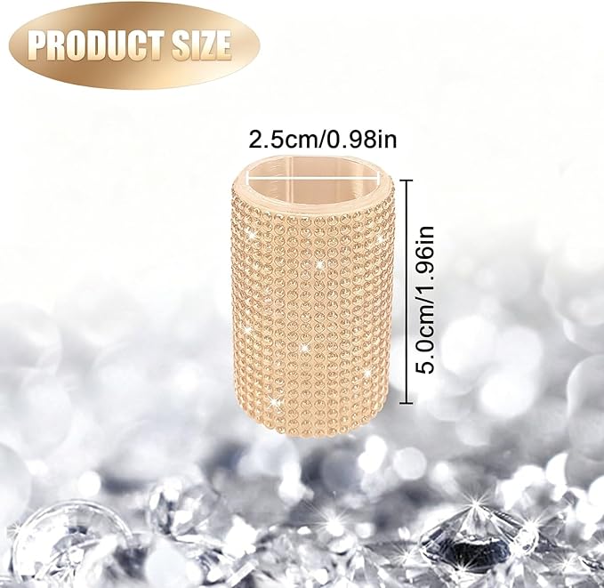 Upright Car Chapstick Holder, Bling Insulating Lip Balm Holder,Rhinestone Car Accessories for Women Interior,Suitable for Most Vehicles. (Champagne Gold)