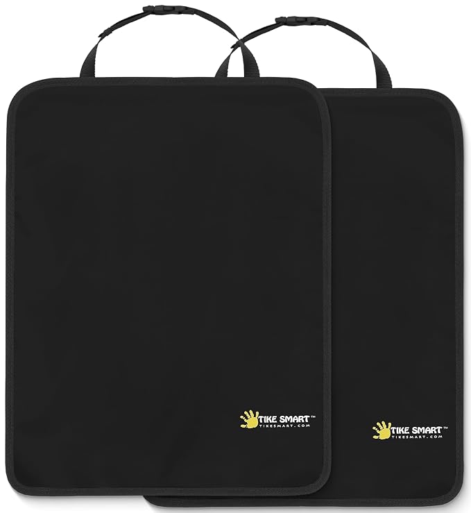 Luxury Clean-Edge Kick Mats - Seat Back Protectors and Seat Covers with Invisible Strap and Stiff Edging (2 Mats)