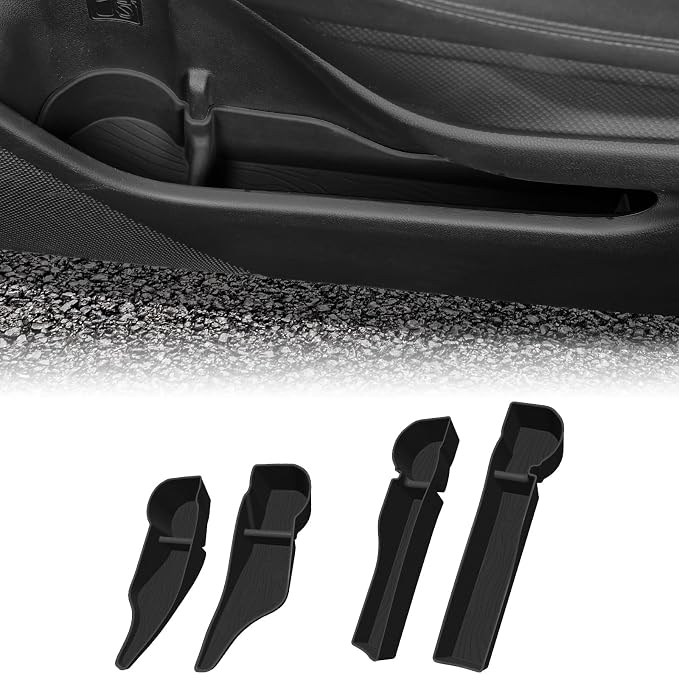 Car Door Side Storage Tray for Subaru Forester 2019–2024, Silicone Door Pocket Liner Insert Organizer, Anti-Slip Door Side Storage Box Protector Set of 4