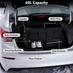 Trunk Organizer for SUV - 60L, Foldable Car Trunk Organizer Bags with Lid Large Capacity Car Organizers and Storage with Lid for SUV,Sedan,Truck Accessories,23.62"×12.99"×11.81"(Black)