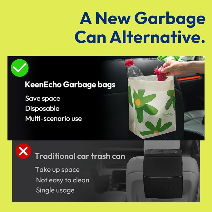 Disposable Car Garbage Bin Bags, Vomit Trash Bags made with Recycled HDPE for Boat, Plane, Travel, Camping, Bedroom, Study Room, Office and Car, 20 pcs