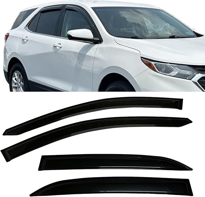4-Piece Set Extra Durable Window Deflectors Rain Guards for 2018-2024 Chevrolet Equinox,Tape on Window Vent Visors,UV-Resistant & Noise Reduction,Rain Deflectors for Car Windows