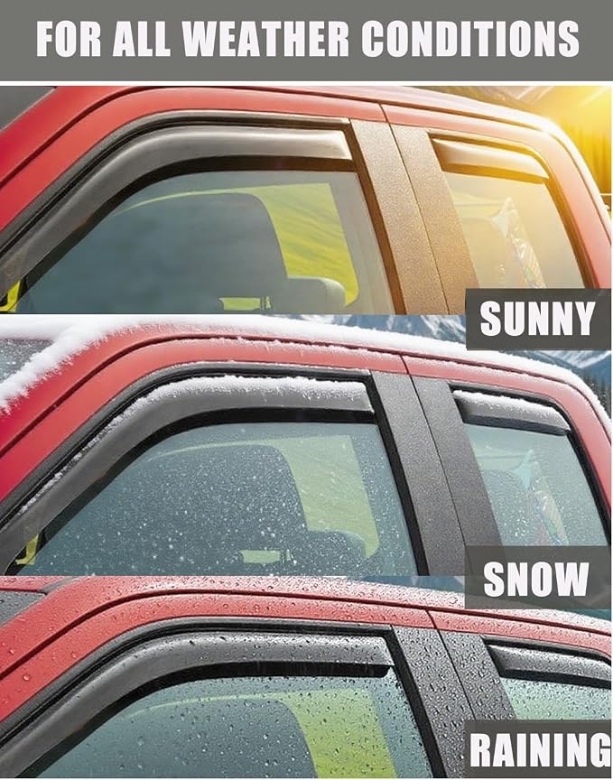 in-Channel Car Window Deflectors Vent Visors for 2024-2026 Toyota Tacoma Double Cab Rain Guards Wind Visor Sun Shades, Truck Accessories Dark Smoke Tinted
