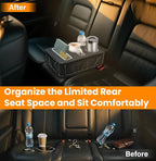 Car Cup Holder, Back Seat Cup Holder for Car, Truck Bed Organizer Boat Couch Bottle Holder Tray Expander Automotive Rear Seat Storage Accessories Pu Leather Fit for Coffee Drink Food