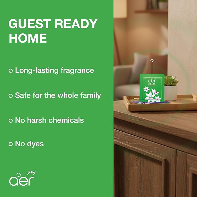 AER Power Pocket Jasmin Floral Delight Solid Gel Air Freshener for the Entire Home with Long Lasting Scent, Pack of 6