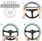 Cartoon Florida Manatee Mother and Baby Steering Wheel Covers Anti-Slip Elasticity Car Accessories Steering Wheel Protector Universal 15 Inch for Cars SUV Vehicle Truck