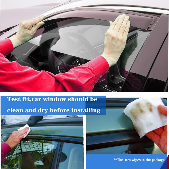 Window Visors Rain Guards Vent Deflectors Wind Shades for 2019-2025 Ram 1500 Crew Cab, Rain Guards Sun Shade Truck Accessories 2020 2021 2022 2023 2024 94806