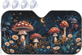 Windshield Sun Shade Mushroom Forest Vintage Moon Car Front Window Sunshade Cover for Truck SUV Blocks UV Rays Automotive Visor Interior Protector 51 x 27.5 inch