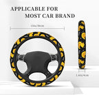 Cartoon Duck and Stars Steering Wheel Cover Non-Slip Auto Steering Wheel Protector Car Accessories Universal Fit 15 Inches for Men Women