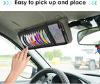 Trinkrittey Black Car CD Case Holder DVD Vehicle Visor Storage Orangizer Large Capacity CD Visor Case with 12 DVD Storage Sleeves 1 Mesh Pocket 1 Pen Holder and Elastic Strap