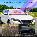 Car Windshield Sun Shade, Universal Fit Compact Sedan SUV, Pink Plaid Bow | 59 x 27.5" Car Sun Visor, Foldable Front Window Sunshade, UV Heat Protection, Girly Bow Series