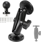 Aluminum Kayak 1" Ball Mount for Garmin Striker 4 / Plus 4 / Vivid 4cv, Fish Finder Mount with Round Plates & T-Bolt Track Base, Medium Arm Marine Electronic Holder Compatible with Lowrance, Raymarine