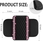 Bling Car Center Console Cover, Leather Car Arm Rest Cover Cushion with 2 Storage Bags, Universal Automotive Armrest Protector Storage Box, Bling Accessories Interior for Most Vehicles (Pink)