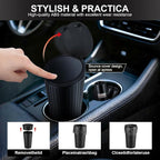 Car Trash Can with Lid, Leakproof Mini Garbage Bin for Car Cup Holder, Small Trash Can for Vehicle, Home & Office - Includes 30 Bags, Easy Clean (Black)