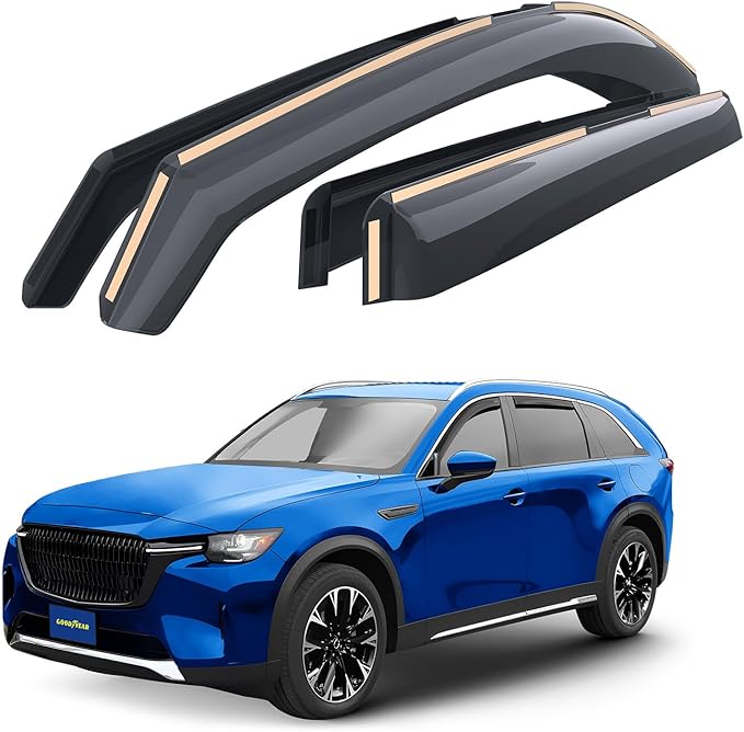 Goodyear Shatterproof in-Channel Window Deflectors for Mazda CX-90 2024-2026, Rain Guards, Window Visors for Cars, Vent Deflector, Car Accessories, 4 pcs - GY008042