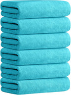 Bath Towel, Microfiber Bath Towels Set 6 Pack (30" x 60") - Large Size, Extra Absorbent, Quick Drying, Multipurpose Use as Bath Fitness Towel, Sports Towels, Yoga Towel, Aquamarine
