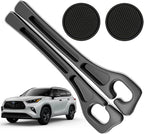 Car Seat Gap Filler Organizer Compatible with Toyota Highlander Accessories Seat Gap Plug Blocker with Storage Slot Non-Slip Car Cup Holder Coaster Black