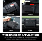 2 PCS Car Seat Side Pocket Organizer, PU Leather Cell Phone Sunglasses Storage Pocket, Mini Seat Gap Filler Pouch for Auto Seat Door Window Console, Interior Car Accessories (Black)