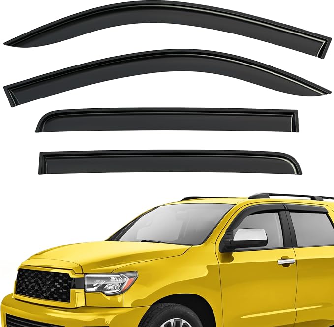 Extra Durable Window Deflectors Tape-On Window Visors Rain Guards Fit for Toyota Sequoia 2008-2022, Sun Visors, Wind Vent for Shades, Exterior Car Accessories - 4pcs. AG0693