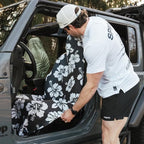 Athletic Running Towel, Full-Sized, Car Seat Cover - Performance Microfiber (Flex on the Beach - Black w/Snaps)