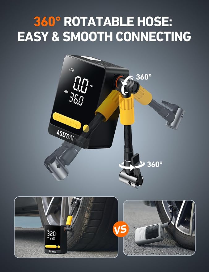 Bike Pump, 12s Fast Inflate Electric Bicycle Pump, 150PSI Tire Inflator Portable Air Compressor, Ball Pump with Tire Pressure Gauge & LED Light, L10 Mini Air Pump Suitable for Car Tires, Bikes