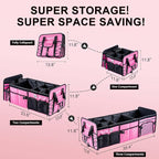 Bold Color Block Trunk Organizer | 95L, 35"x13.8"x11.8" | Dedicated Shoe Storage & 26L Ice Pack | Foldable for SUV/Car/Jeep | Stylish Gift & Car Accessories for Men & Women - Pink-X212