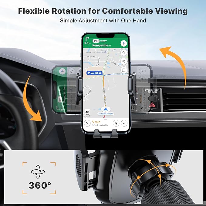 Phone Holders for Your Car with Metal Hook Clip, Air Vent Cell Phone Stand Car Mount, Universal Automobile Cradle for Garmin GPS Fit iPhone Android and All Smartphones, Carbon Fiber 2 Pack