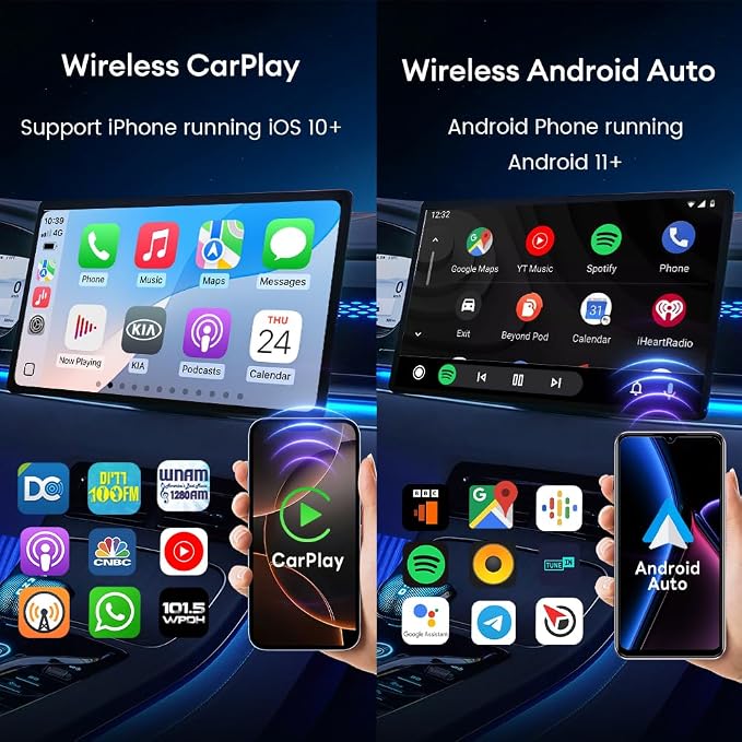 5.0 Android Auto & Wireless CarPlay Adapter,Plug & Plug, Two Channel Connection, Online Update,for Cars with OEM Android Auto & Wired CarPlay (2016-2026), 10s Auto-Connect