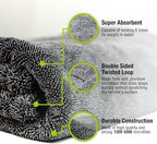 Mega Car Drying Towel - Holds Up to 9 lbs, No Streaks, Scratches, or Water Spots | 1200 GSM Microfiber Double Twist Pile & Edgeless Design, 1 Quick & Effortless Dry, 2 Pack - 24” x 36”