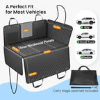2.0 Hard Bottom Back Seat Extender for Heavy-Duty Dogs, Dog Truck Seat Cover with Cushion Sponge, Waterproof Dog Hammock with Mesh Window for Car, Universal Fit for Crew Cab Truck/SUV, XL Black