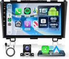 8 Core 6G+128G Android Car Radio for Honda CRV 2007-2011, 9" IPS Touchscreen with Wireless Carplay & Android Auto & Mirror Link, Backup Camera, Bluetooth, FM/RDS/GPS/DSP/USB/WiFi