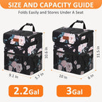 Car Trash Can for Car Cute,Bag Bin Hanging Waterproof Automotive Garbage Cans Leak Proof Vehicle Trash Can Black Floral