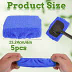 5 PCS Microfiber Cleaning Cloth for Windshield Cleaner, Reusable Microfiber Pads for Car Window Cleaning Tools, Interior Auto Glass Bonnets, Soft Lint-Free Washing Covers Fit 4X6 Inch Tools (Blue)