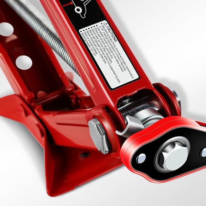 1.5 Ton (3,306 lbs) Scissor Lift Jack with Labor-Saving Ratchet Wrench for Most Cars, 4'' - 15.2'' Lifting Range, Red, TOOLS-00477