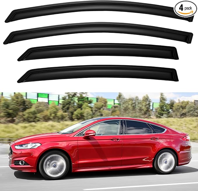 Window Rain Guards Visors for 2013 2014 2015 2016 2017 2018 2019 2020 Ford Fusion, Window Vent Wind Shades Deflectors Shield for 13-20 Fusion
